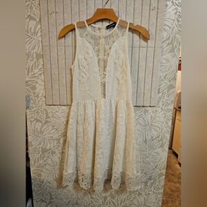 For Love & Lemons Lulu Lace Mini Dress in White Size XS